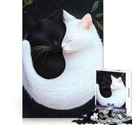 Puzzle Chats Yin Yang 1000 pièces pour Adultes Stratégie, réflexion, évasion paisible Assemblage précis (38x52cm)