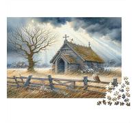 Puzzle Chaumière de Campagne Lumière d'hiver 1000 pièces 38x26cm Papier recyclé pour Adultes Jeu éducatif Développe dextérité Jeu Familial Femmes et Hommes Cadeau