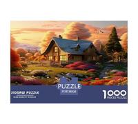 Puzzle Chaumière Pastoral De 1000 Pièces pour Adultes,Jardin de Lodge de Montagne onirique Un Jeu De Dexérité Très Difficile Puzzle Éducatif Et Stimulant Un Jeu Cadeau Original 38x26cm/1000pcs