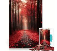 Puzzle Chemin de la Forêt Rouge pour Adultes 1000 Pièces Stimule la mémoire et réduit Le Stress Cadeau mémorable Assembler (50x75cm)