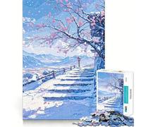 Puzzle Chemin de Montagne Enneigé pour Adolescents 1000 Pièces Jeu de Logique Clair Découpe Parfaite Surprise d'anniversaire (38x26cm)