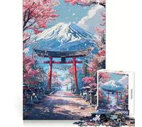 Puzzle Chemin sacré des cerisiers en Fleurs vers Le Mont Fuji pour Adultes, 1000 pièces, Jeu de réflexion, Loisir Calme, à Assembler, Cadeau de Noël (38x26cm)