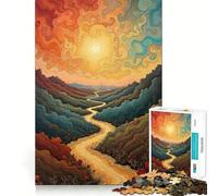 Puzzle Chemin sinueux vers Le Soleil 1000 pièces Jeu de réflexion Pièces précises et sans Couture Activité familiale Amusante (50x75cm)