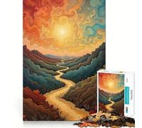 Puzzle Chemin sinueux vers Le Soleil 1000 pièces Stimulation Cognitive Jeu Amusant Pièces nettes et sans bavures Jouet de Loisirs d'intérieur pour Les Vacances (38x52cm)
