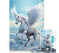 Puzzle Cheval Ailé dans Le Ciel pour Adultes,1000 Pièces,Jeu de Mémoire et de Casse-tête,Découpe Laser pour Un Assemblage Parfait,Cadeau Unique Anti-Stress (38x52cm)