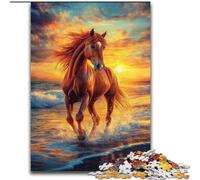 Puzzle Cheval au Coucher du Soleil 1000 pièces pour Adolescents, Jouets éducatifs, Jeux Anti-Stress, Cadeaux du Père Noël Secret pour Les Adolescents de 14 Ans et Plus 50x75cm