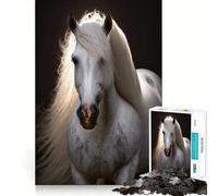 Puzzle Cheval Blanc 1000 Pièces Jeu de Réflexion Créatif Découpe Net Composants Robustes Idéal pour Les Voyages (38x52cm)