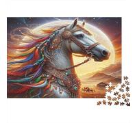 Puzzle Cheval feu reflet 1000 pièces Papier recy dulte Force Naturelle Défi cérébral Stimulation cérébrale Déco Murale Cadeau Intense