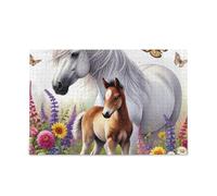 Puzzle cheval fleurs sauvages papillon jeu maison art mural amusant activité familiale 1000 pièces