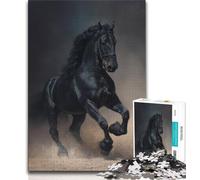 Puzzle Cheval Noir 1000 pièces pour Adultes, Difficile à compléter mais Amusant et Humoristique avec Affiche et fiche de Questions-réponses Assorties (50x75cm)
