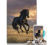 Puzzle Cheval Noir 1000 pièces pour Adultes et Adolescents, Anti-Stress, défi Difficile à Offrir en Cadeau à Toute la Famille 50x75cm