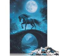 Puzzle Cheval Noir Chevauchée des Étoiles, Jouet de Relaxation, Puzzle en Carton de qualité supérieure pour Adultes et Enfants, Cadeaux de Noël, 1000 pièces (75 x 50 cm)