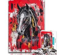 Puzzle Cheval Noir Doré 1000 pièces pour Adolescents, Jeu Familial Anti-Stress, défi Difficile, Superbes Cadeaux et Jouets 75x50cm