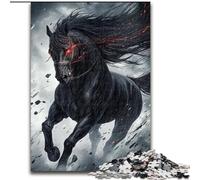 Puzzle Cheval Noir Doré 1000 pièces pour Adultes et Adolescents, idéal pour Les soirées Jeux, Jouet coloré à Offrir (26x38cm)