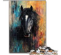 Puzzle Cheval Noir pour Adolescents 1000 pièces, Un défi Difficile à relever pour Toute la Famille 26x38cm