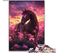 Puzzle Cheval Parmi Les Fleurs pour Adultes 1000 pièces, Jeux Amusants en Famille, activités à la Maison, Cadeau d'anniversaire, Cadeaux de Voyage (Taille 26x38cm)