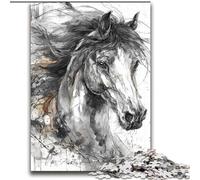 Puzzle Cheval Peinture à l'encre 2000 pièces pour Adultes et Adolescents, Collection de Jeux intellectuels, Beaux-Arts (70x100cm)