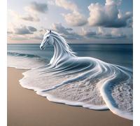 Puzzle Cheval Vague Blanche de 70 Pièces pour Adultes, Puzzles 70 pièces Adultes, Jigsaw Puzzle d'art pour Défi, Puzzles Coloré à Faire soi-même pour la Décoration de la Maison