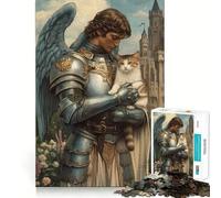 Puzzle Chevalier Angélique et Chat 1000 Pièces Jeu de Mémoire Bords Lisses Emboîtement Parfait Une activité ludique pour occuper Les Heures Creuses (50x75cm)
