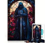 Puzzle Chevalier en Vitrail pour Adultes 1000 Pièces Jeu Intelligent Anti-Stress Motif à Assembler Cadeau Touchant 50x75cm