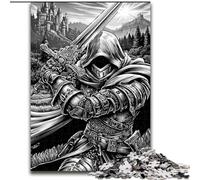 Puzzle Chevalier Noir et Blanc 1000 Pièces pour Ados, à partir de 14 Ans, Casse-tête, Jeux Familiaux, Cadeaux de Noël et d'anniversaire 50x75cm