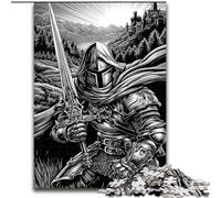 Puzzle Chevalier Noir et Blanc pour Adolescents 1000 Pièces, Un Défi Difficile à Offrir en Cadeau à Toute la Famille 26x38cm