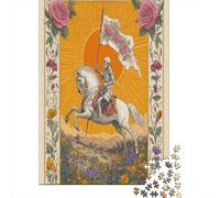 Puzzle Chevalier Squelette chevauchant Un Cheval de Guerre Blanc pour Adultes,38x26cm/1000pcs,Jeu Éducatif,décoration De La Maison,