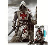 Puzzle Chevalier Templier 1000 Pièces pour Adultes Jeu de Réflexion Pièce de Collection Art Découpé Clair 50x75cm
