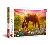 Puzzle chevaux dans le pre animaux blanc 500 pieces - Trefl Blanc G