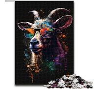 Puzzle Chèvre à Lunettes 1000 pièces pour Adolescents, Difficile à réaliser, mais Amusant et Humoristique, Cadeau d'anniversaire, décoration Murale (50x75cm)