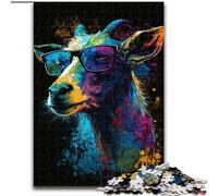 Puzzle Chèvre à Lunettes pour Adultes 1000 pièces, Art intéressant, réduction du Stress, liste de souhaits avec Le Père Noël (14 Ans et Plus) (26x38cm)