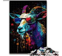 Puzzle Chèvre à Lunettes pour Adultes, 1000 pièces, Jeu Stimulant, idéal comme Cadeau pour Toute la Famille (26x38cm)