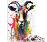 Puzzle Chèvres colorées Anti-Stress en Carton 100% recyclé pour Adultes et Enfants, Cadeau Unique, 1 000 pièces (38 x 26 cm)