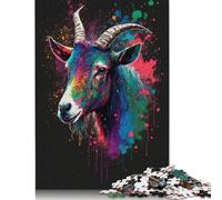 Puzzle Chèvres colorées, Images Personnalisables, Puzzle en Carton 100% recyclé pour Enfants et Adultes à partir de 12 Ans, Cadeau Unique, 1000 pièces (75 x 50 cm)