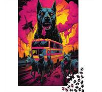 Puzzle Chien à côté d'un Camion de Pompiers 1 Matériaux respectueux des Puzzles 100% Carton recyclé Casse-tête pour Femmes et Hommes Cadeau Unique 1000 pièces (38 x 26 cm)