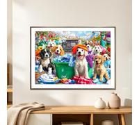 Puzzle Chien Adulte - Puzzle de 1000 Pièces, Jeu à Thème de Lavage de Chien Défi, Grande Œuvre D'Art De Chien Carton De Haute Qualité | Tâche De Réflexion Mentale Pour Les Familles Âgées