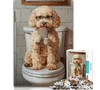 Puzzle Chien Assis sur Les Toilettes 1000 pièces pour Adultes et Adolescents, idéal pour Tuer Le Temps en Vacances avec des pièces de Formes aléatoires entièrement emboîtables (38x26cm)