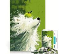 Puzzle Chien Blanc 1000 Pièces Jeu de Construction Focus Assemblage Solide et Sécurisé Jouet de Loisirs Intérieurs pour Les Fêtes (38x52cm)