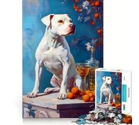 Puzzle Chien Blanc aux Oranges 1000 pièces Jeu de Concentration mentale Découpe de précision Bords Lisses Jeu de Construction de Liens significatifs (50x75cm)