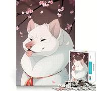 Puzzle Chien Blanc et Fleurs de Cerisier 1000 Pièces Jeu de Construction Assemblage Parfait Activité Récompensatrice pour Les Jours de Pluie (50x75cm)