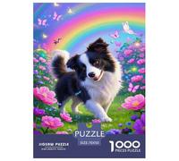 Puzzle Chien Border Collie 1000 Pieces pour Adultes,Paysage extérieur Un Jeu De Dexérité Très Difficile Puzzle Jeu ÉduChatif l'art De La Décoration Moderne 70x50cm/1000pcs