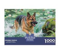 Puzzle Chien de Berger Allemand 1000 Pieces pour Adultes,Étang de lis Un Jeu De Dexérité Très Difficile Puzzle Éducatif Aux Défis 38x26cm/1000pcs