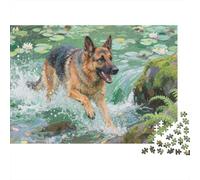 Puzzle Chien de Berger Allemand Composé De 1000 Pièces pour Adultes,Étang de lis Un Jeu De Dexérité Très Difficile Puzzle D'intelligence 1000pcs (75x50cm)