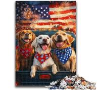 Puzzle Chien Drapeau américain pour Adolescents, 1 000 pièces, Jeux éducatifs, décoration d'intérieur, idéal pour la décoration de Bureau (50x75cm)