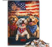 Puzzle Chien Drapeau américain pour Adolescents, 2000 pièces, à partir de 14 Ans, décoration d'intérieur, Jeux de Famille, Cadeaux de Noël et d'anniversaire (70x100cm)