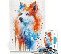 Puzzle Chien Esquimau Américain 1000 Pièces Jeu de réflexion Amusant et Stimulant la Concentration Technologie de découpe Laser avancée Idéal pour Les Voyages (38x52cm)
