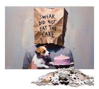 Puzzle Chien, Gâteau et Tête de Sac 1000 Pièces Puzzles en Bois pour Adultes Jouets de Divertissement Familial 1000pcs (75x50cm)