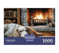 Puzzle Chien Mignon 1000 Pièces Difficile - Chien (Chalet Cosy et Cheminée) | Décompression Décoration