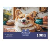 Puzzle Chien Mignon 1000 Pièces Très Difficile en Papier Recyclé - Corgi (Table et Scène Cosy) | Décoration