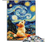 Puzzle Chien Nuit Étoilée pour Adolescents 1000 Pièces, Jeu Familial Anti-Stress Défi Difficile, Superbes Cadeaux et Jouets (50x75cm)
